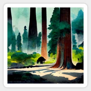 A forest of sequoias Sticker